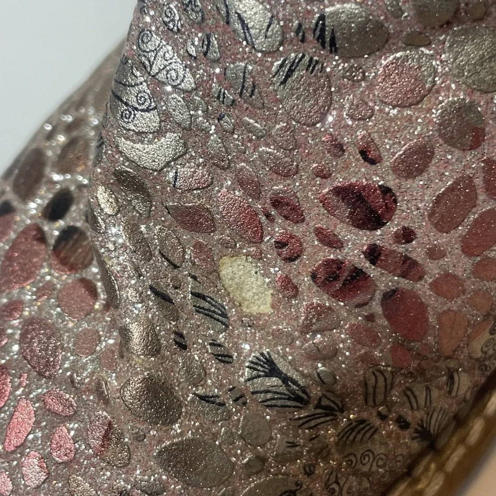 Old West Girls Size 3 D Pink Glitter Shimmery Snake Print Western Cowboy Boots